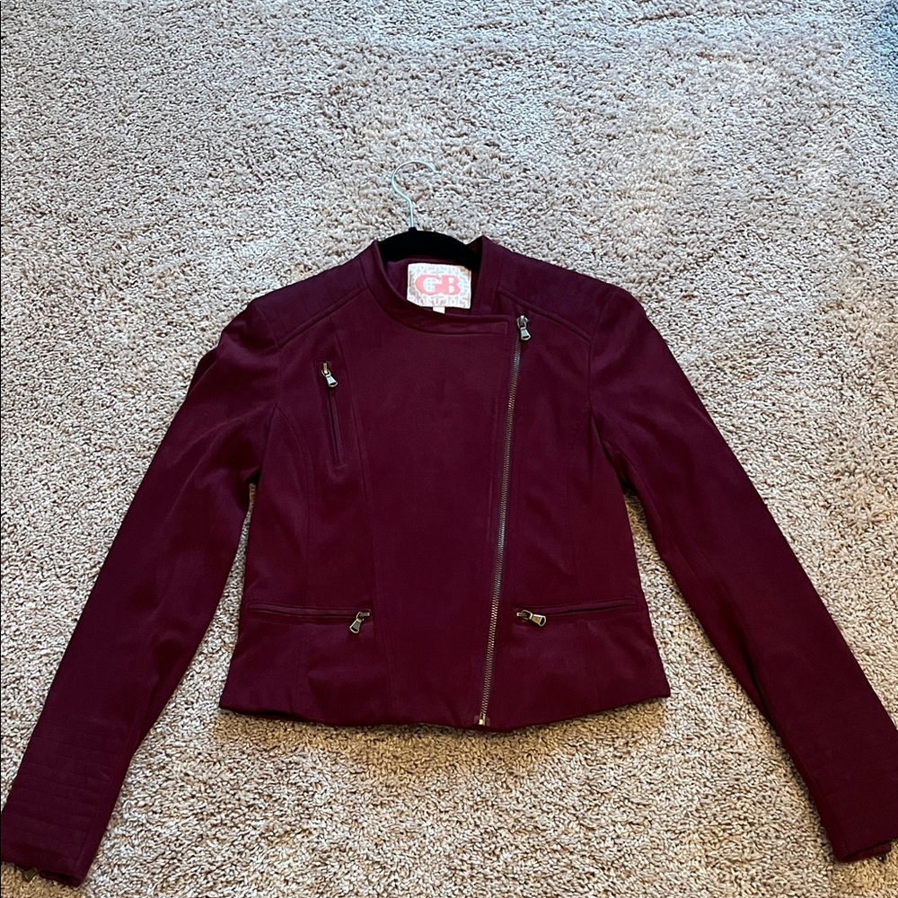 Gianni Bini Burgundy Suede Zipper Jacket